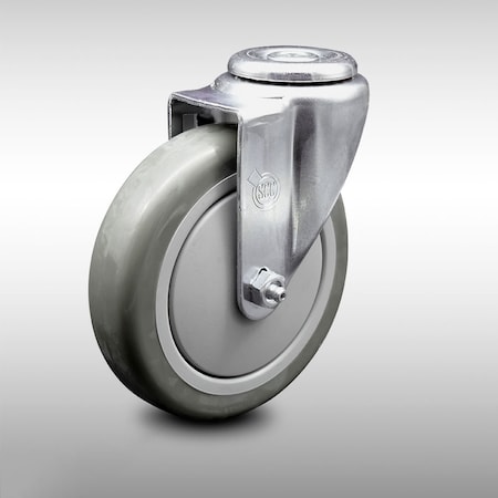 Service Caster 5 Inch SS Gray Polyurethane Wheel Swivel Bolt Hole Caster SCC-SSBH20S514-PPUB